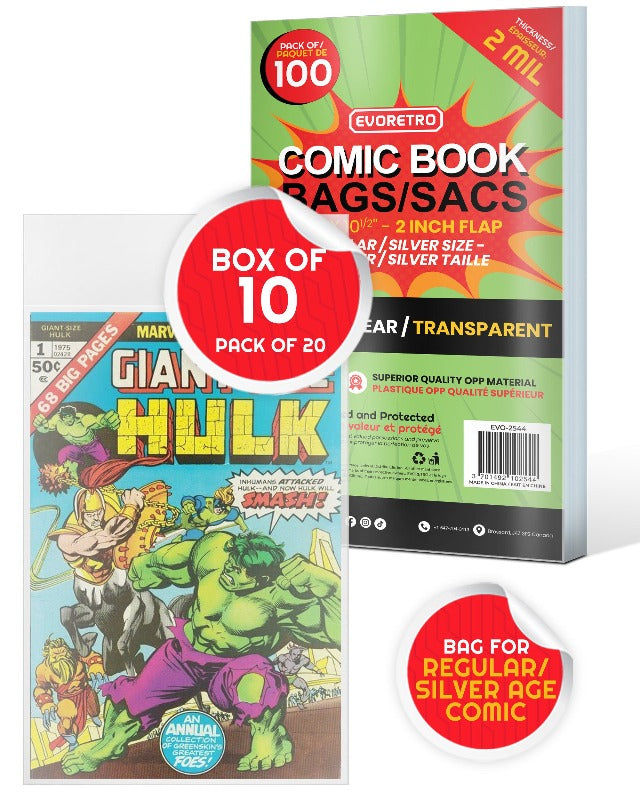EVORETRO Comic Bags for Comics Regular and Silver Comic Bags - 2MIL EVORETRO Canada Comic Protectors  Squirtle Squad Card Shop.