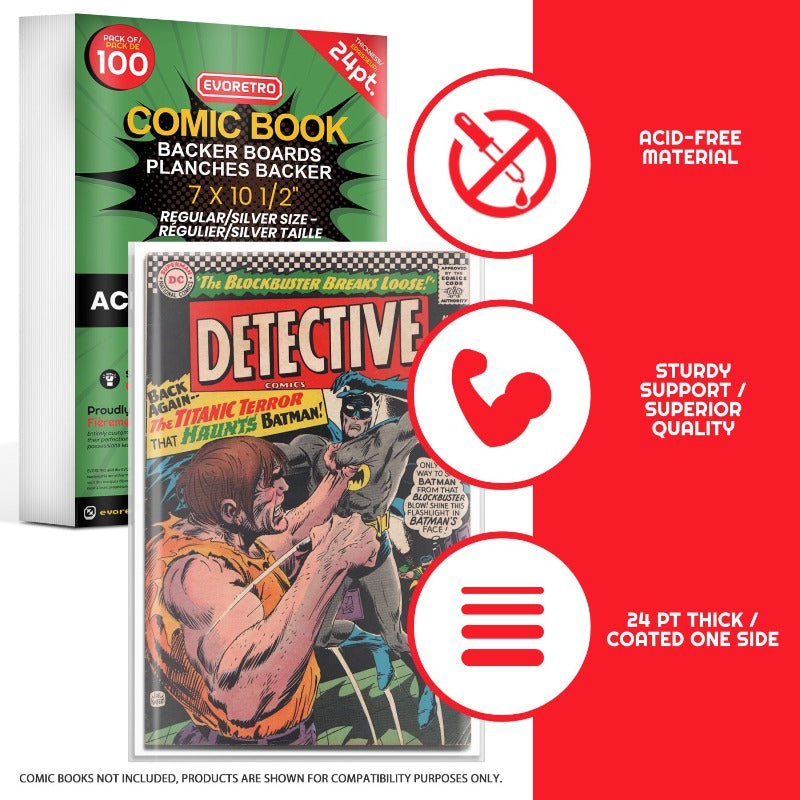 Regular-Silver Comic Backer Boards - Backboard 24PT EVORETRO Canada Comic Protectors  Squirtle Squad Card Shop.
