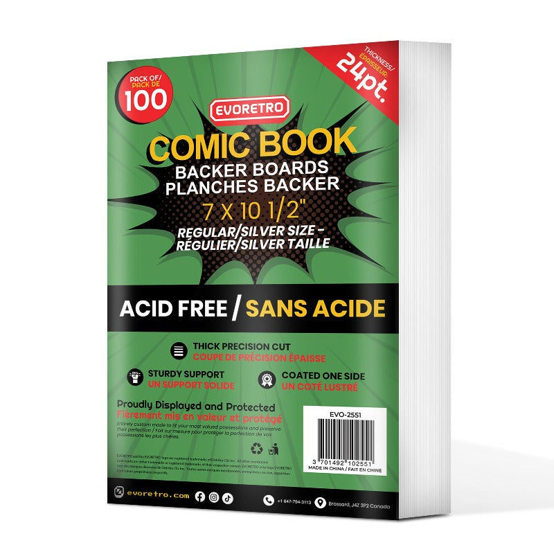 Regular-Silver Comic Backer Boards - Backboard 24PT EVORETRO Canada Comic Protectors  Squirtle Squad Card Shop.