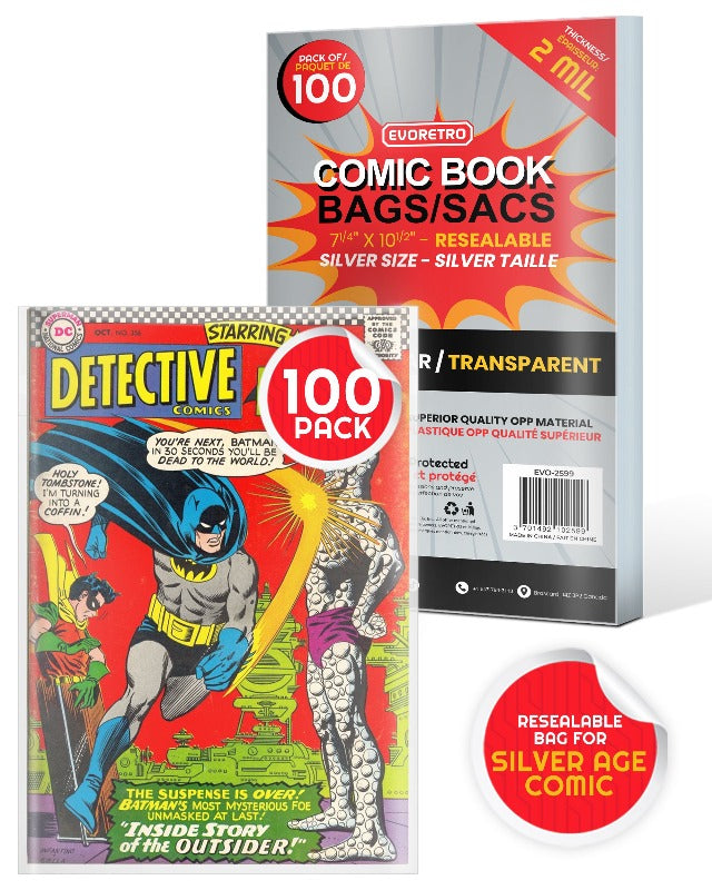 EVORETRO Resealable Comic Bags Fits With Silver Age Comics -2MIL EVORETRO Canada Comic Protectors  Squirtle Squad Card Shop.