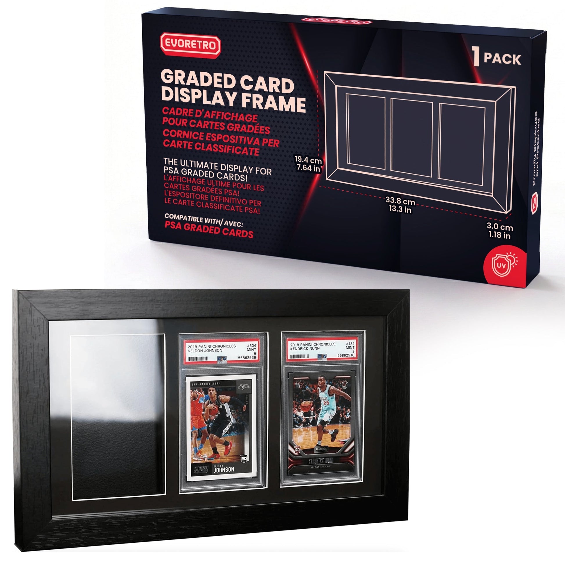 PSA Graded Wooden Frame Display with UV Glass card fit very tight ! LIQUIDATION EVORETRO Canada Card Protectors  Squirtle Squad Card Shop.