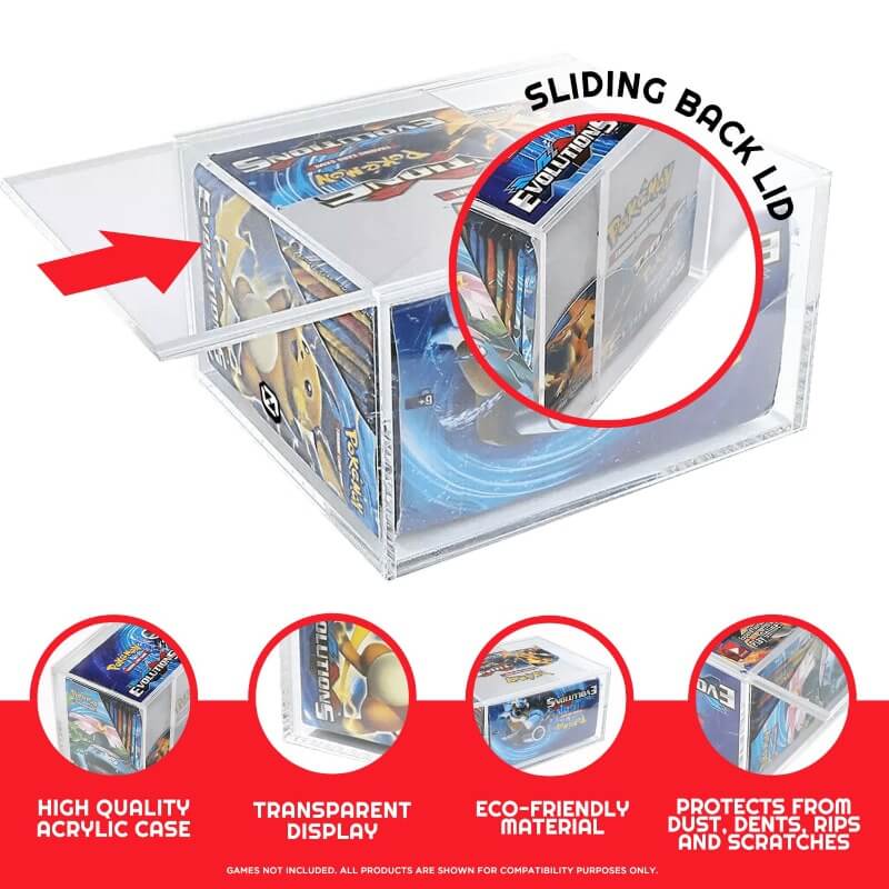 Pokemon Booster Box w/ Sliding Lid Anti-UV - EVORETRO Acrylic Protector 4.0MM EVORETRO Canada Card Protectors  Squirtle Squad Card Shop.