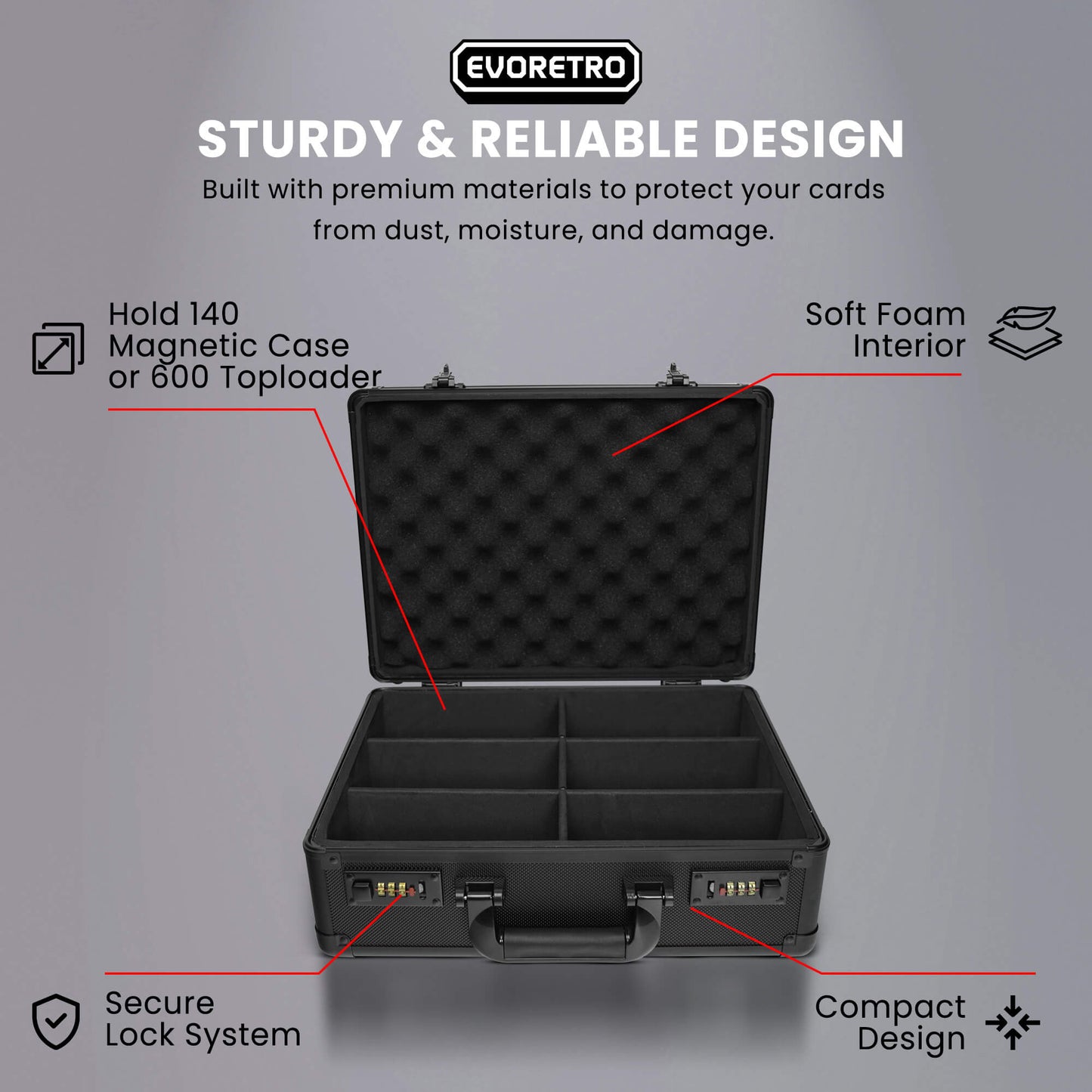 EVORETRO Toploader Card Storage Box for 140 Magnetic Case & 600 Toploader Combination Lock EVORETRO Canada Card Protectors  Squirtle Squad Card Shop.