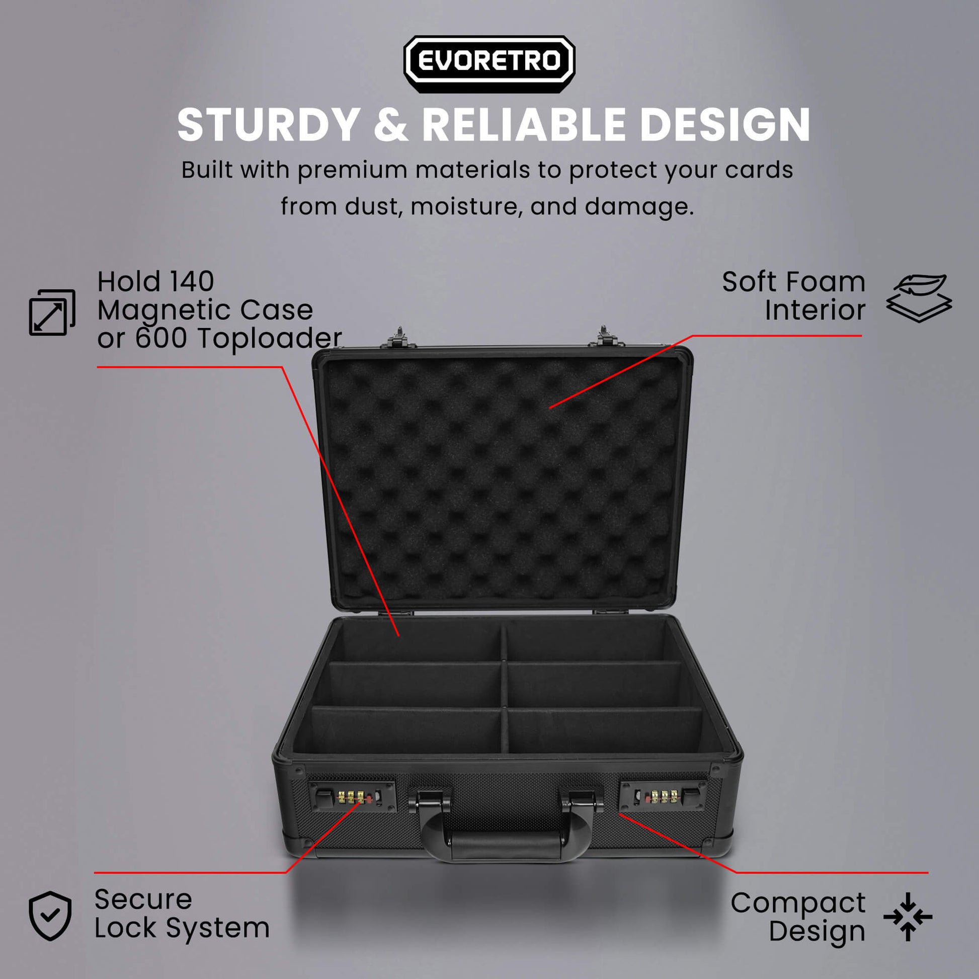 EVORETRO Toploader Card Storage Box for 140 Magnetic Case & 600 Toploader Combination Lock EVORETRO Canada Card Protectors  Squirtle Squad Card Shop.