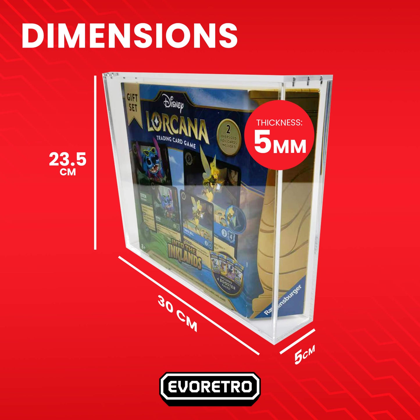 1x Lorcana Gift Set EVORETRO Display Case – 5mm Acrylic, Magnetic Lid EVORETRO Canada Card Protectors  Squirtle Squad Card Shop.