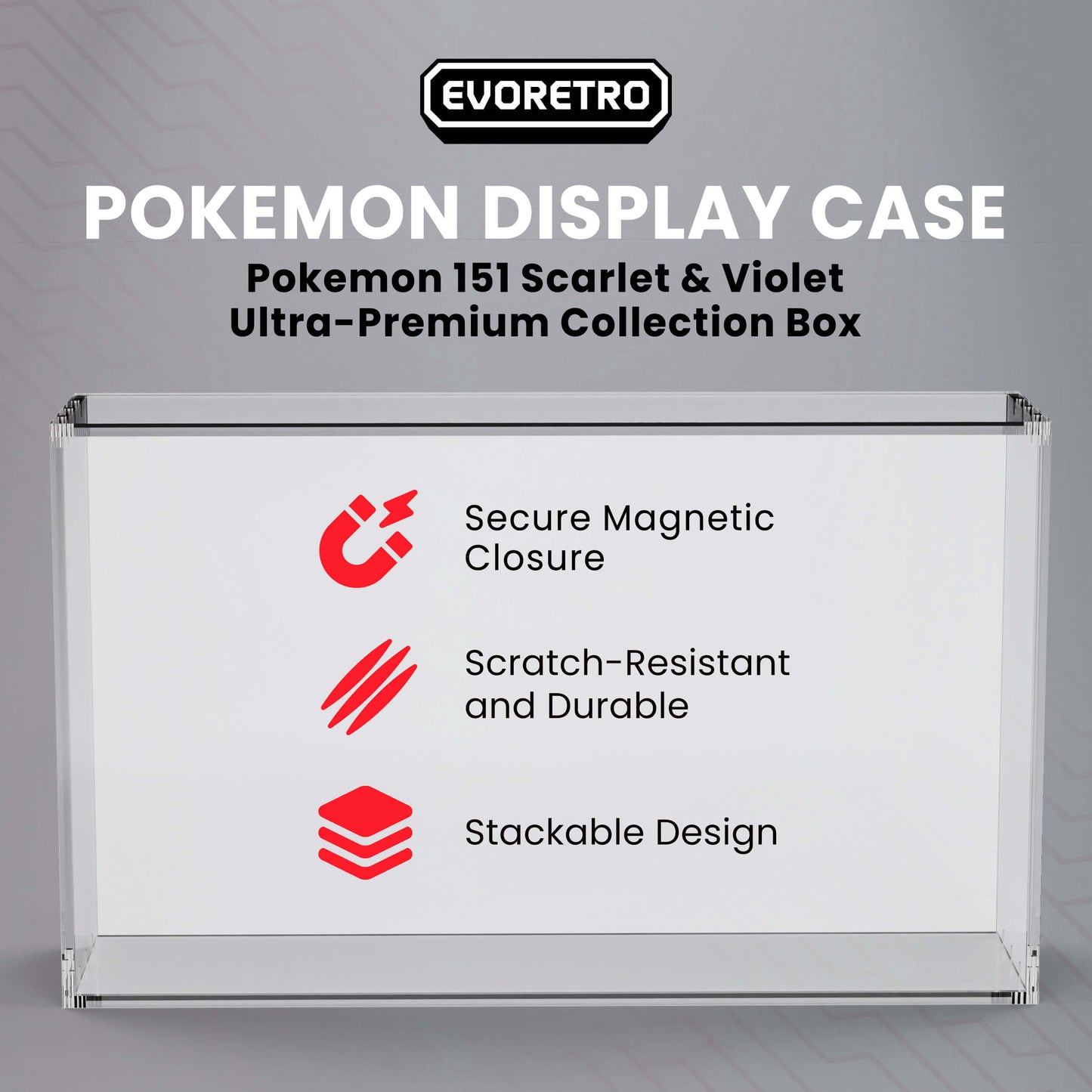 EVORETRO Acrylic Case Display for Pokemon 151 Scarlet Mega Charizard EX & Violet Ultra-Premium Collection Box EVORETRO Canada Card Protectors  Squirtle Squad Card Shop.