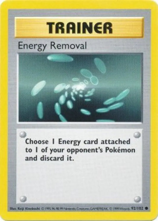 Energy Removal 092  - Unlimited Base Set Shadowless - Common Base Set (Shadowless) Pokemon Single  Squirtle Squad Card Shop.