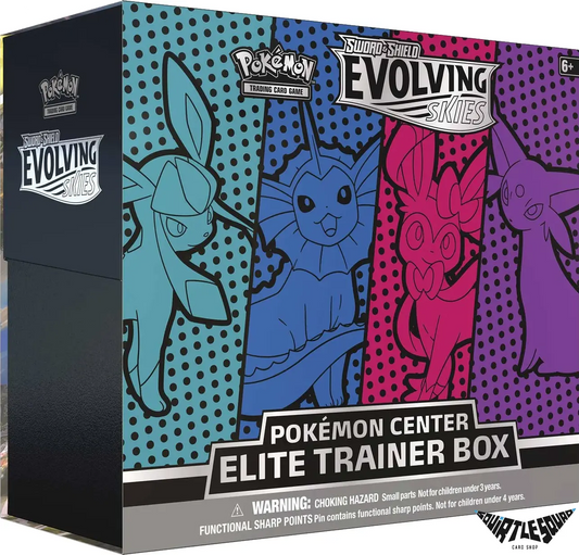 Pokémon TCG – Sword & Shield: Evolving Skies Pokémon Center Elite Trainer Box – Exclusive – Factory Sealed (Espeon Art) Squirtle Squad Card Shop.   Squirtle Squad Card Shop.