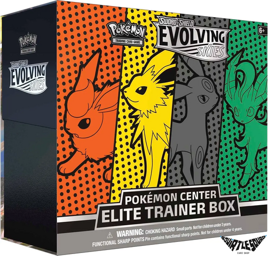 Pokémon TCG – Sword & Shield: Evolving Skies Pokémon Center Elite Trainer Box – Exclusive – Factory Sealed (Umbreon Art) Squirtle Squad Card Shop.   Squirtle Squad Card Shop.