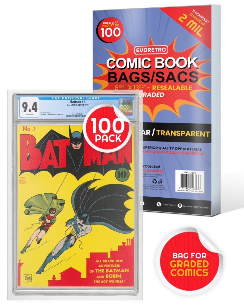 Comic Book Bags Resealable for Graded Comics - 2 MIL EVORETRO Canada Comic Protectors  Squirtle Squad Card Shop.