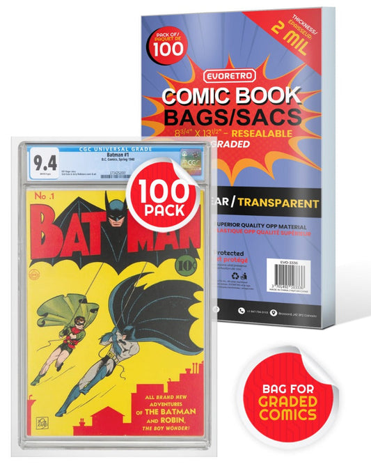 Comic Book Bags Resealable for Graded Comics - 2 MIL EVORETRO Canada Comic Protectors  Squirtle Squad Card Shop.