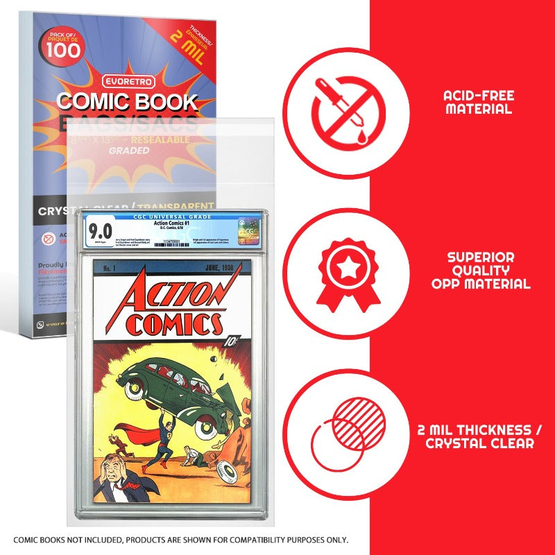 Comic Book Bags Resealable for Graded Comics - 2 MIL EVORETRO Canada Comic Protectors  Squirtle Squad Card Shop.