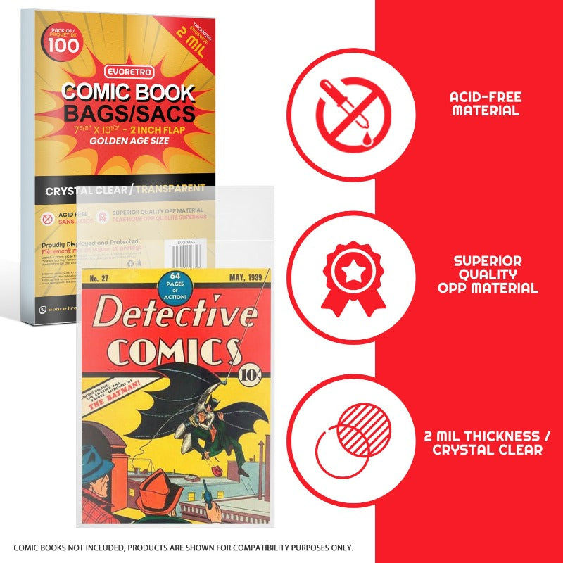 Golden Age Comic Book Bags 2 MIL EVORETRO Canada Comic Protectors  Squirtle Squad Card Shop.