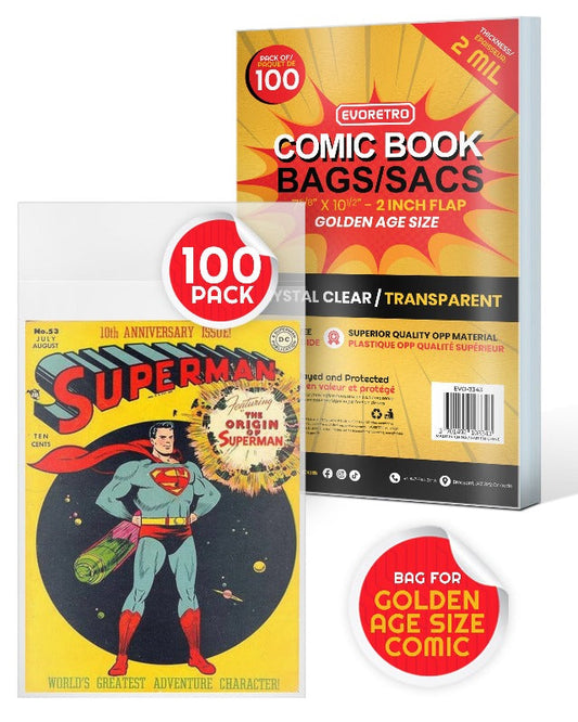 Golden Age Comic Book Bags 2 MIL EVORETRO Canada Comic Protectors  Squirtle Squad Card Shop.