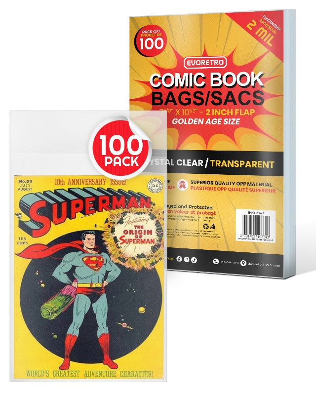 Golden Age Comic Book Bags 2 MIL EVORETRO Canada Comic Protectors  Squirtle Squad Card Shop.