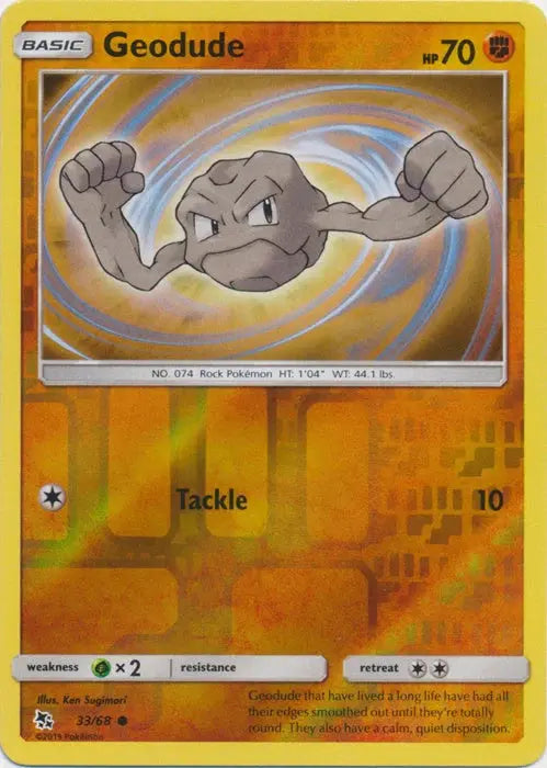 Geodude 033/68 - Reverse Holofoil Hidden Fates - Common Hidden Fates Pokemon Single  Squirtle Squad Card Shop.