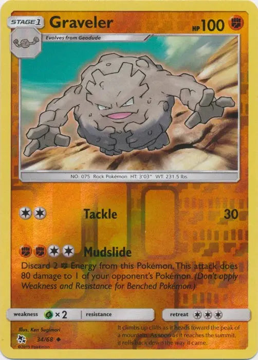 Graveler 034/68 - Reverse Holofoil Hidden Fates - Uncommon Hidden Fates Pokemon Single  Squirtle Squad Card Shop.