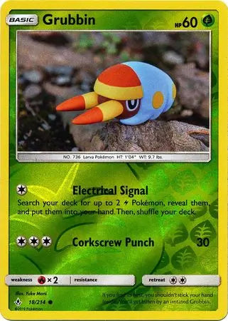 Grubbin 018/214 Reverse Holo - Sun & Moon Unbroken Bonds