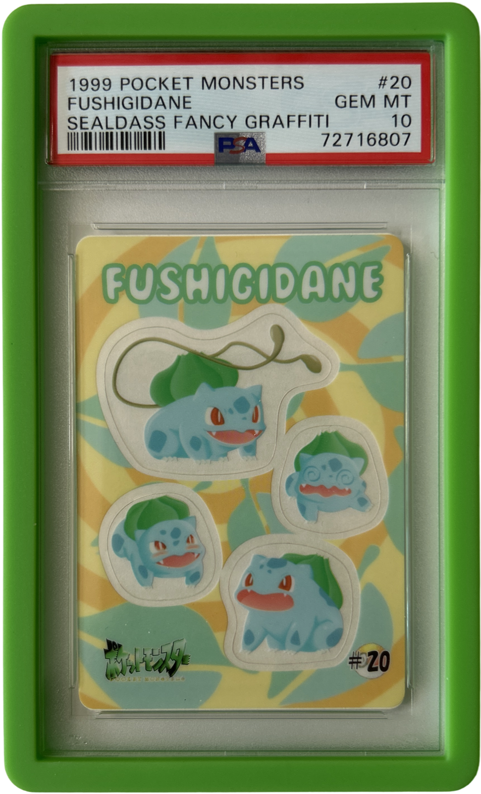 Pokemon - Pocket Monster - Fushigidane (Bulbasaur) # 20 - Fancy Graffiti - PSA 10 - Green Guard