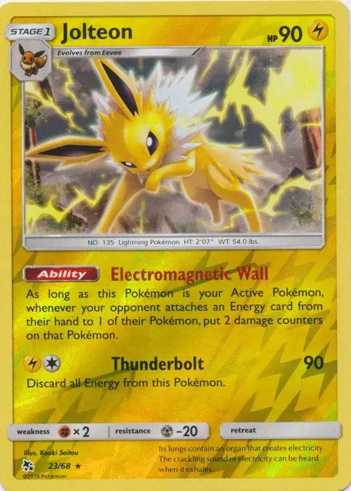 Jolteon 023/68 - Reverse Holofoil Hidden Fates - Rare Hidden Fates Pokemon Single  Squirtle Squad Card Shop.