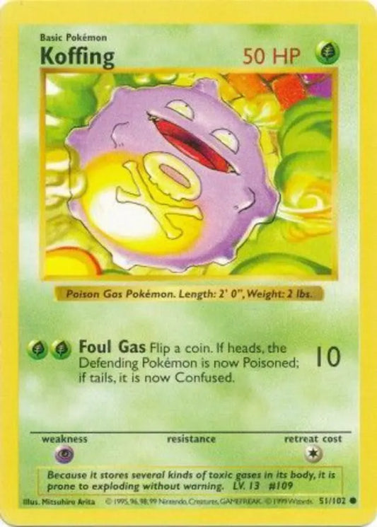 Koffing 051  - Unlimited Base Set Shadowless - Common Base Set (Shadowless) Pokemon Single  Squirtle Squad Card Shop.