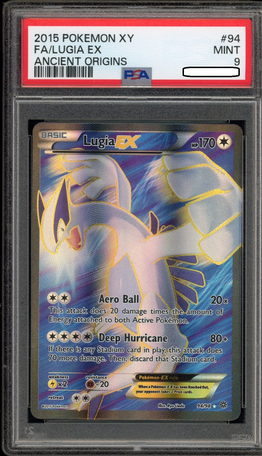 Pokémon TCG – Lugia EX 94/98 Full Art Ultra Rare – Ancient Origins – PSA 9 Mint Squirtle Squad Card Shop.   Squirtle Squad Card Shop.