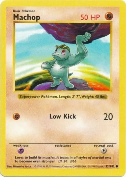 Machop 052  - Unlimited Base Set Shadowless - Common Base Set (Shadowless) Pokemon Single  Squirtle Squad Card Shop.