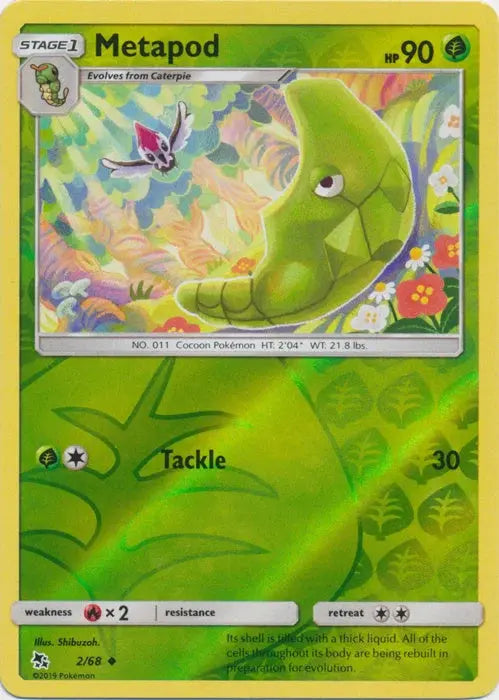 Metapod 002/68 - Reverse Holofoil Hidden Fates - Uncommon Hidden Fates Pokemon Single  Squirtle Squad Card Shop.
