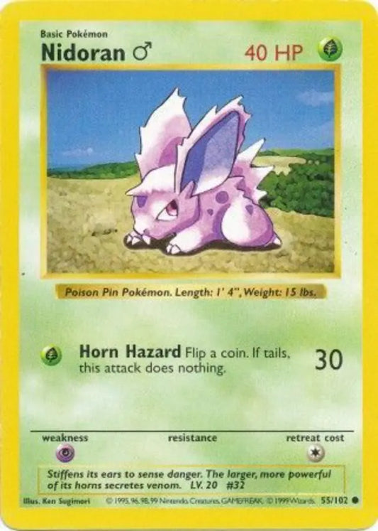 Nidoran M 055  - Unlimited Base Set Shadowless - Common Base Set (Shadowless) Pokemon Single  Squirtle Squad Card Shop.