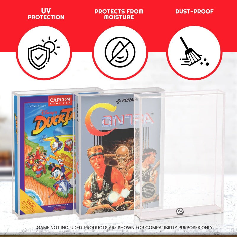 Acrylic Video Game Box Protector for Nintendo NES Game Box - Pack of 2 EVORETRO Canada Video Game Protectors  Squirtle Squad Card Shop.