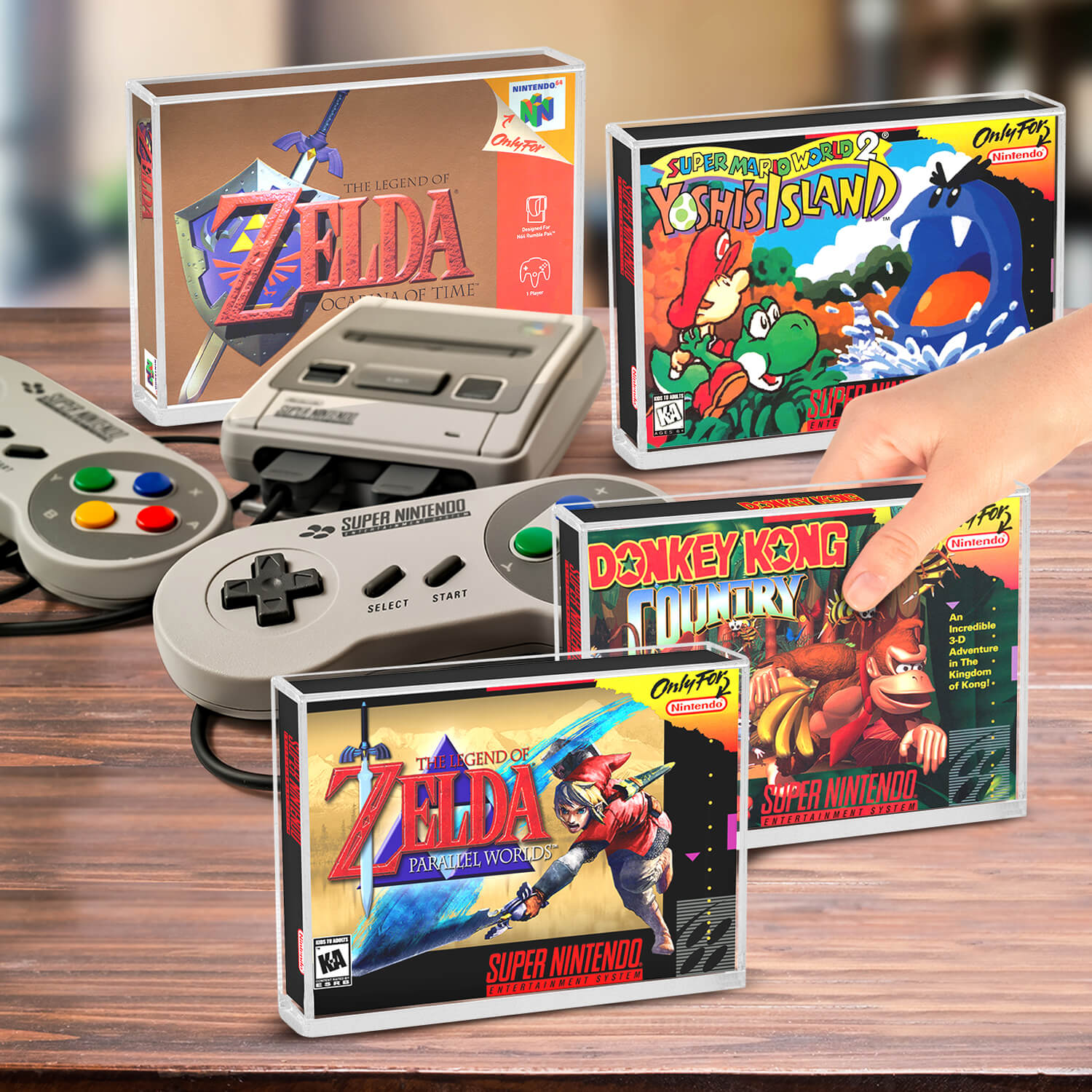 EVORETRO Acrylic Display Protector for SNES Games and N64 Game Box - Pack of 2 EVORETRO Canada Video Game Protectors  Squirtle Squad Card Shop.