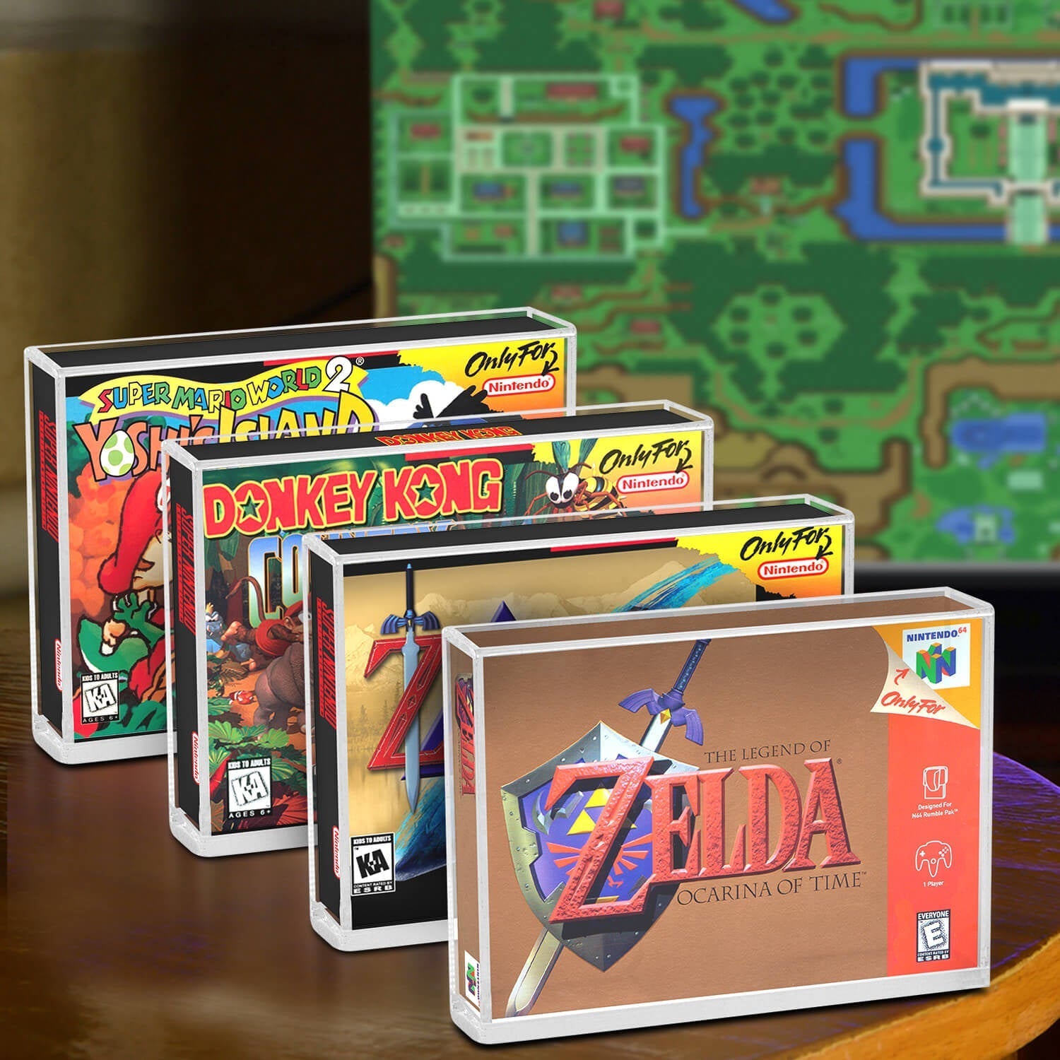 EVORETRO Acrylic Display Protector for SNES Games and N64 Game Box - Pack of 2 EVORETRO Canada Video Game Protectors  Squirtle Squad Card Shop.