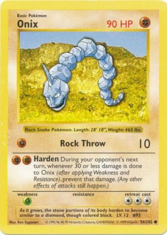 Onix 056  - Unlimited Base Set Shadowless - Common Base Set (Shadowless) Pokemon Single  Squirtle Squad Card Shop.