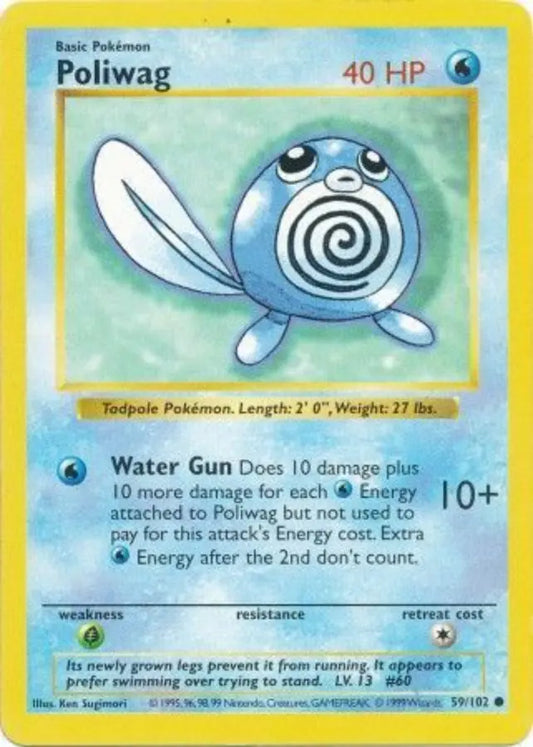 Poliwag 059  - Unlimited Base Set Shadowless - Common Base Set (Shadowless) Pokemon Single  Squirtle Squad Card Shop.