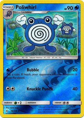 Poliwhirl 038/214 - Reverse Holofoil SM  Unbroken Bonds - Uncommon SM - Unbroken Bonds Pokemon Single  Squirtle Squad Card Shop.