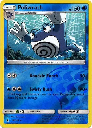Poliwrath 039/214 Reverse Holo - Sun & Moon Unbroken Bonds