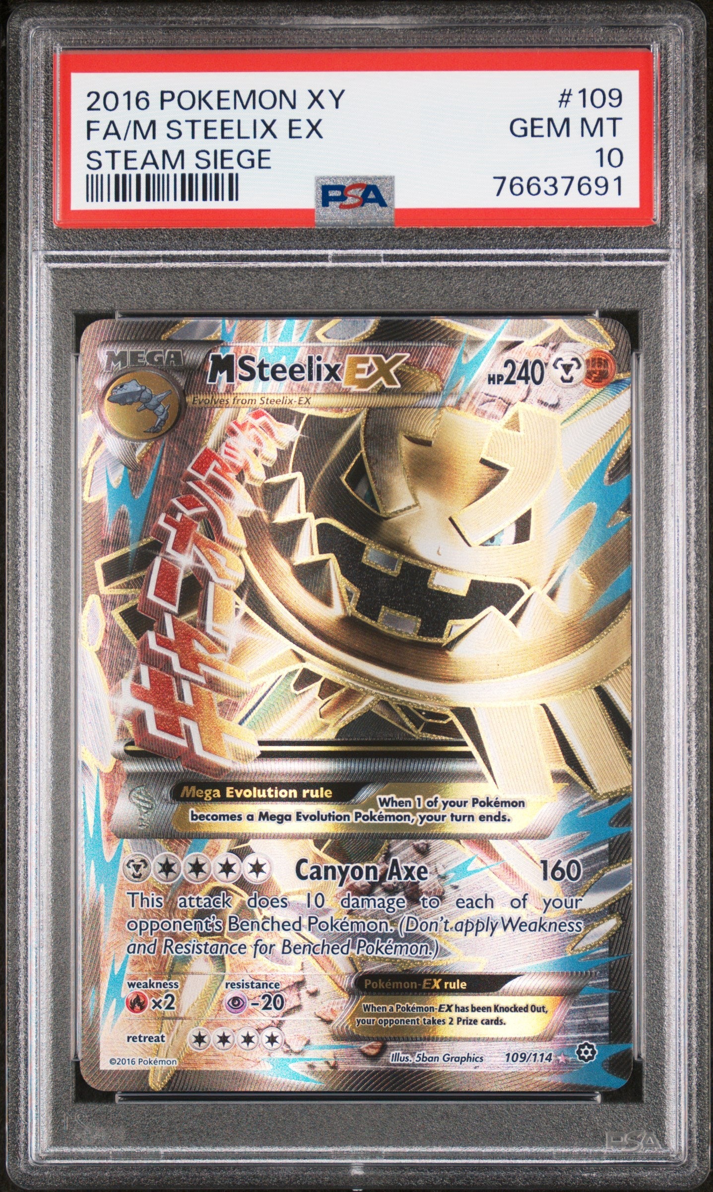 Pokémon TCG - M Steelix EX 109/114 - XY Steam Siege - Full Art - PSA 10 Gem Mint Squirtle Squad Card Shop.   Squirtle Squad Card Shop.