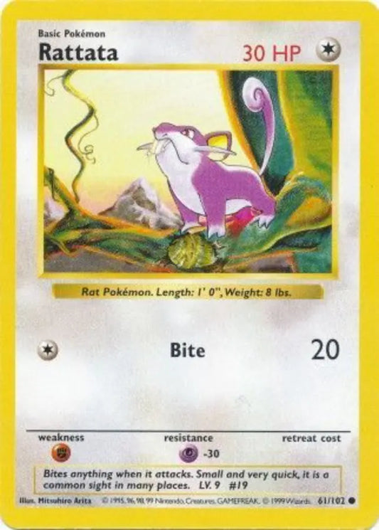 Rattata 061  - Unlimited Base Set Shadowless - Common Base Set (Shadowless) Pokemon Single  Squirtle Squad Card Shop.