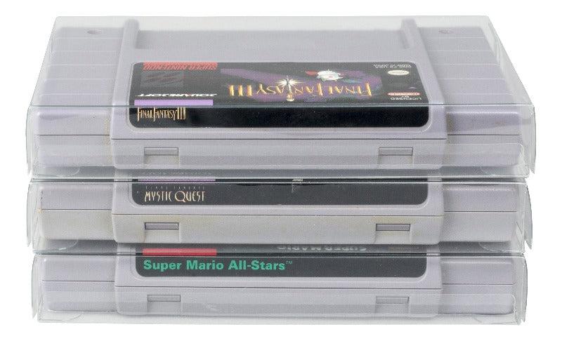 Nintendo SNES (Cartridge) - EVORETRO PET Protectors - Pack of 25 EVORETRO Canada Video Game Protectors  Squirtle Squad Card Shop.