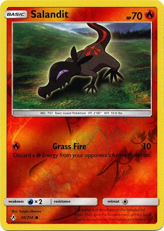 Salandit 030/214 - Reverse Holofoil SM  Unbroken Bonds - Common SM - Unbroken Bonds Pokemon Single  Squirtle Squad Card Shop.