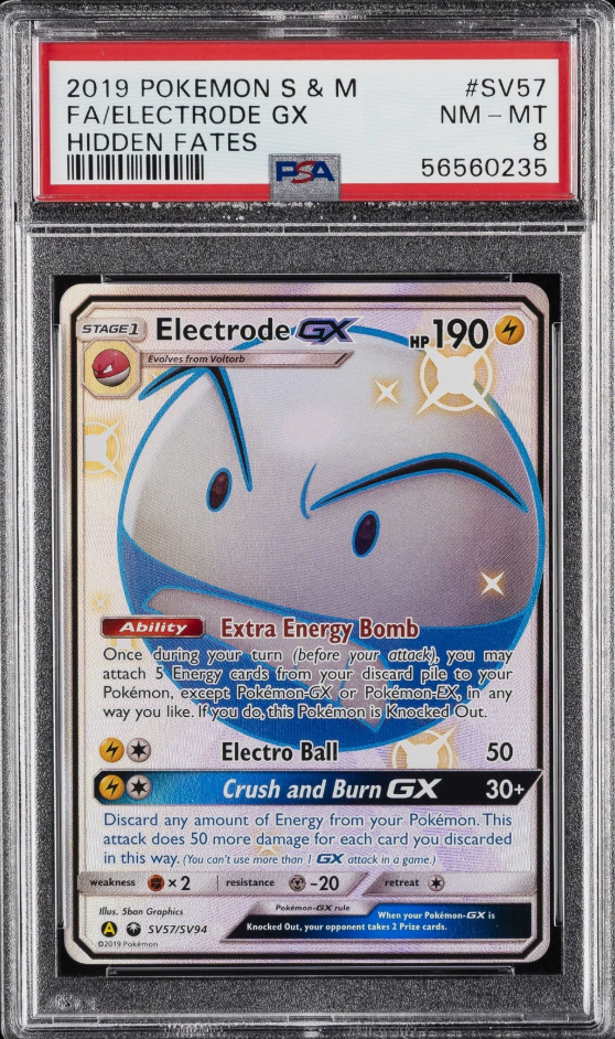 Pokémon TCG - Electrode GX SV57/SV94 - Hidden Fates Shiny Vault - Full Art - PSA 8 NM-MT Squirtle Squad Card Shop.   Squirtle Squad Card Shop.