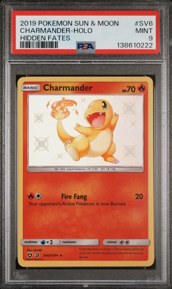 Pokémon TCG - Charmander SV6/SV94 - Hidden Fates Shiny Vault Holo - PSA 9 Mint Squirtle Squad Card Shop.   Squirtle Squad Card Shop.