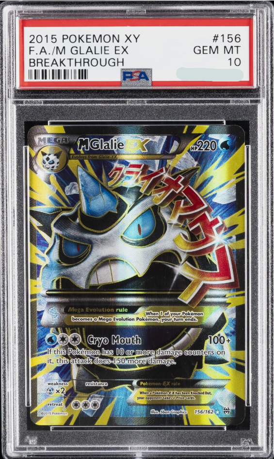 Pokémon TCG - Mega Glalie EX 156/162 - XY BREAKthrough - Full Art - PSA 10 Gem Mint Squirtle Squad Card Shop.   Squirtle Squad Card Shop.