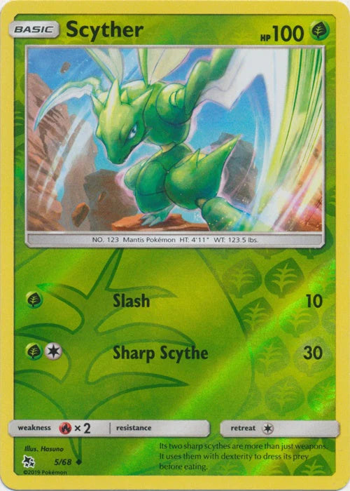 Scyther 005/68 - Reverse Holofoil Hidden Fates - Uncommon Hidden Fates Pokemon Single  Squirtle Squad Card Shop.