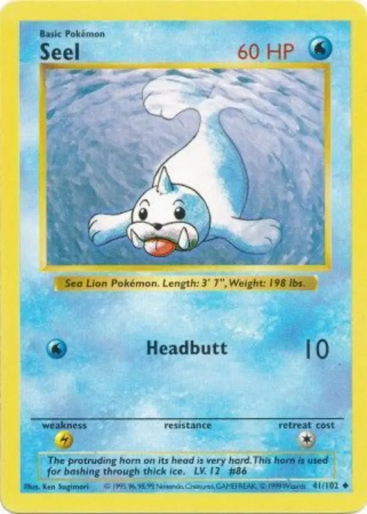 Seel 041  - Unlimited Base Set Shadowless - Uncommon Base Set (Shadowless) Pokemon Single  Squirtle Squad Card Shop.