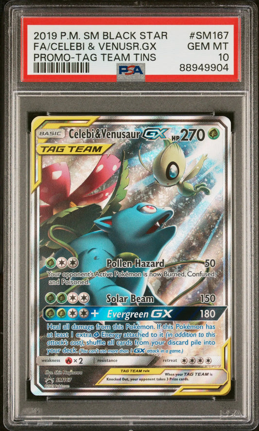 Pokémon TCG - Celebi & Venusaur GX SM167 Sun & Moon Black Star Promo PSA 10 Gem Mint Squirtle Squad Card Shop.   Squirtle Squad Card Shop.
