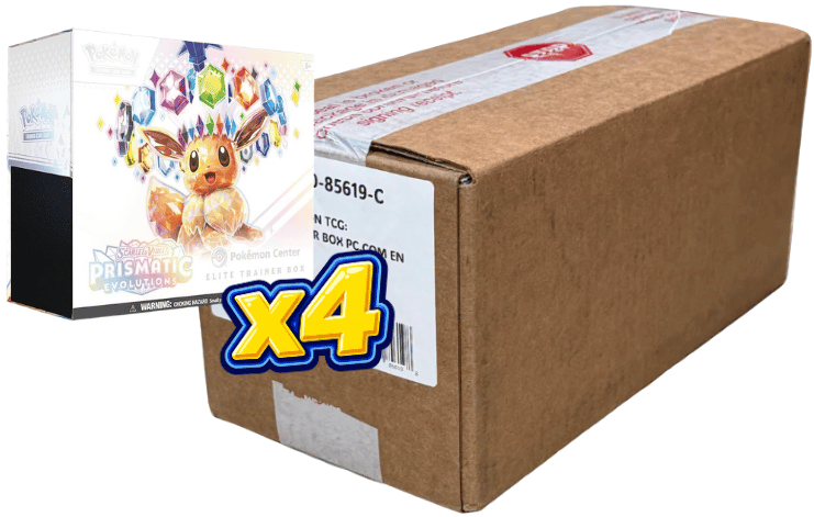 Pokémon TCG - Prismatic Evolutions Pokémon Center Elite Trainer Box Exclusive Case - Sealed 4 ETB Case SV: Prismatic Evolutions Pokemon Sealed  Squirtle Squad Card Shop.