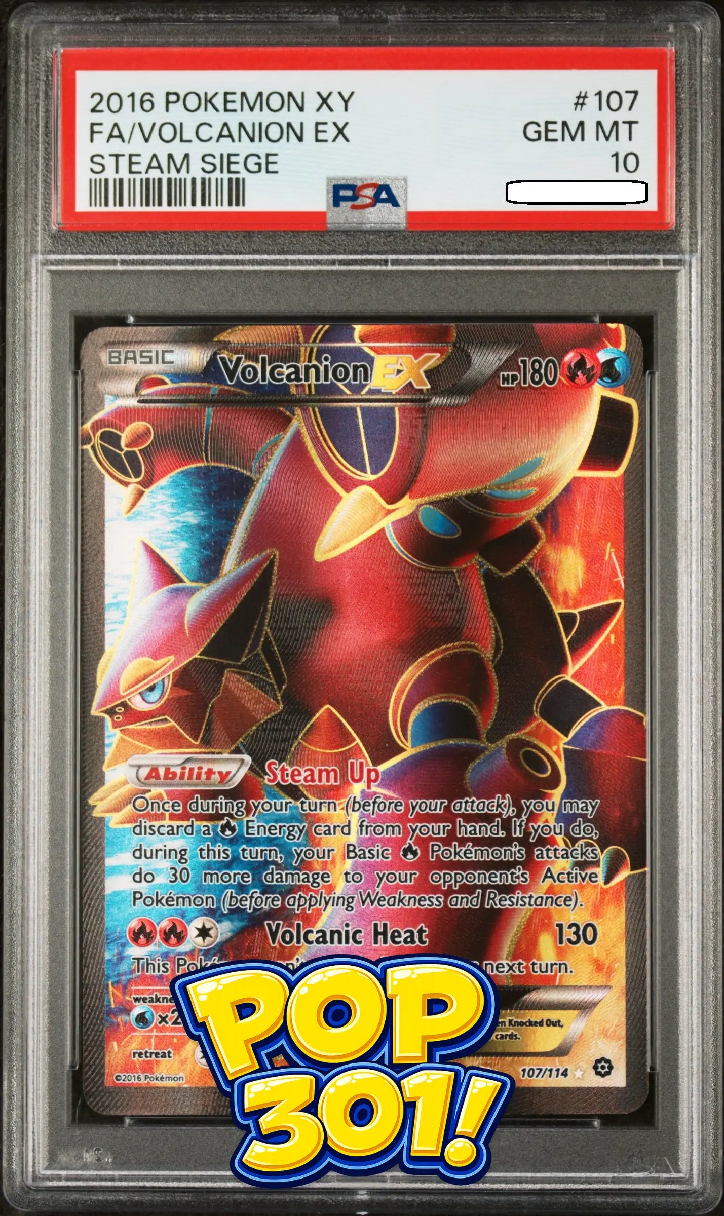 Pokémon - XY Steam Siege - Volcanion EX 107/114 - PSA 10 Gem Mint Full Art