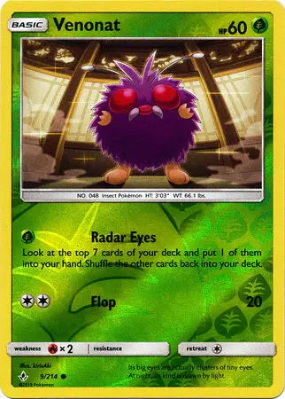 Venonat 009/214 Reverse Holo - Sun & Moon Unbroken Bonds