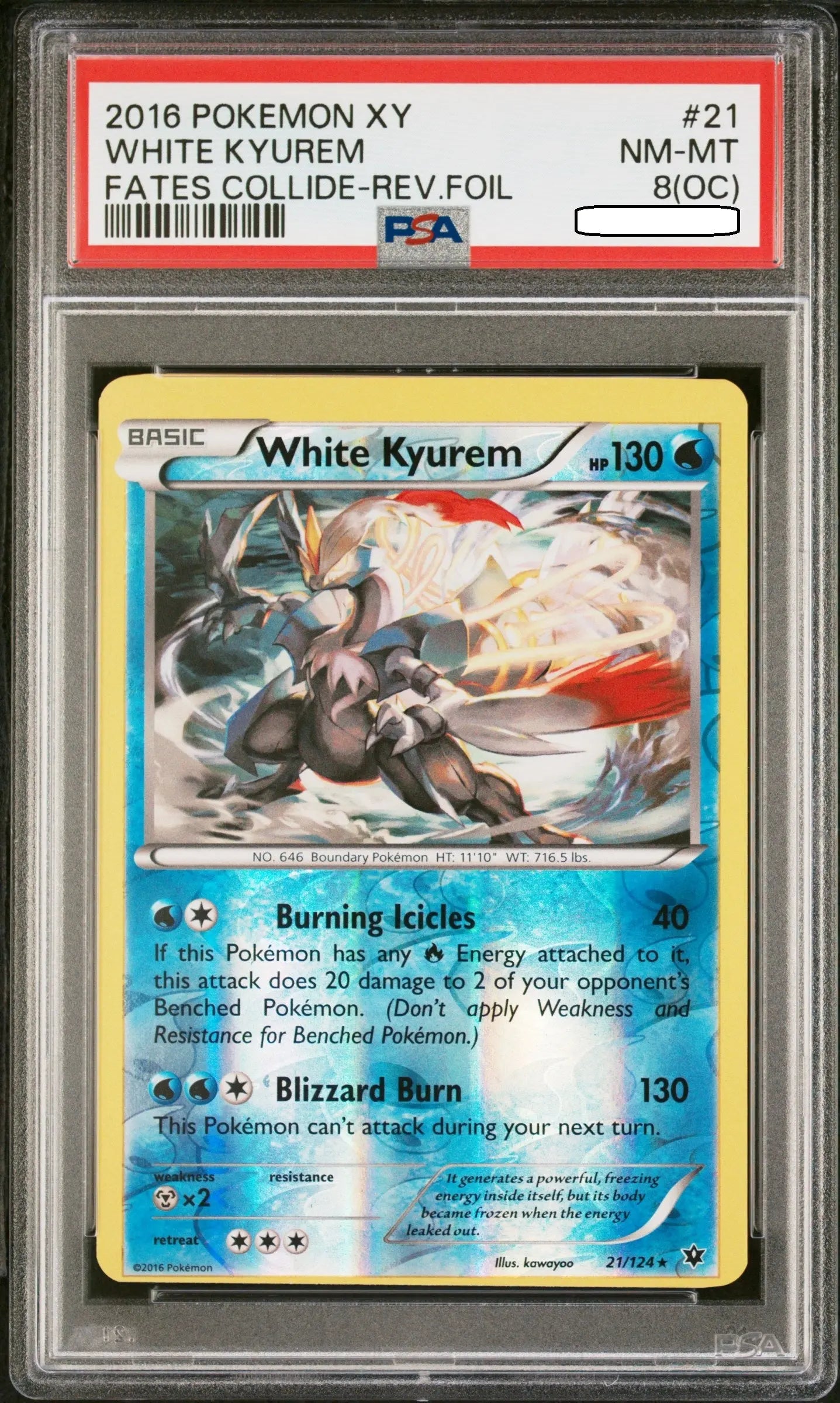 Pokémon TCG – White Kyurem Reverse Holo 21/124 – Fates Collide – PSA 8 (OC) Squirtle Squad Card Shop.   Squirtle Squad Card Shop.